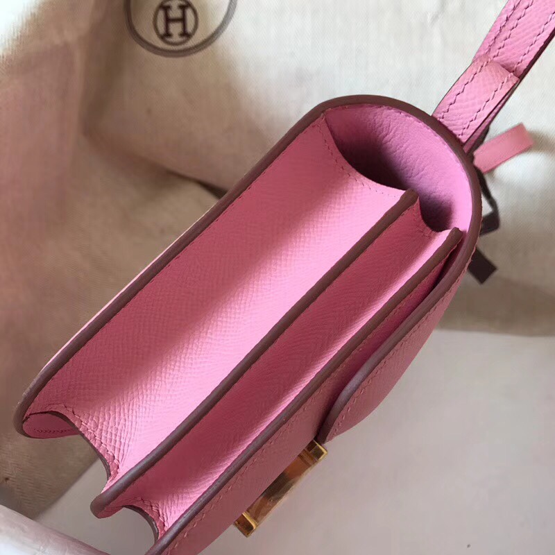 Hermes Constance 24cm Shoulder Bag In Rose Pink Epsom Leather